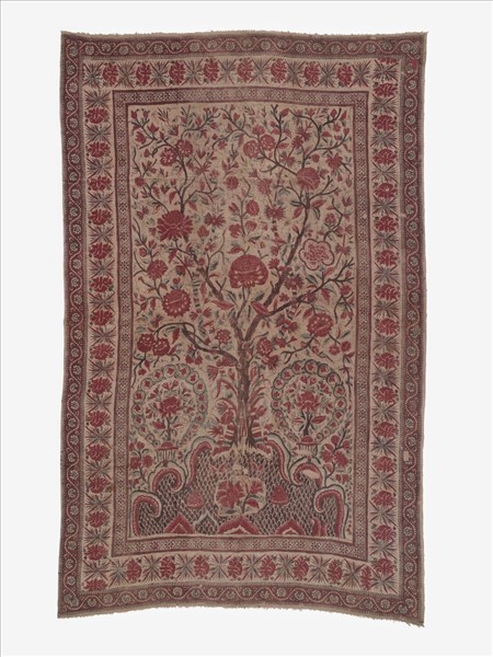 印度 白地生命樹繪染布