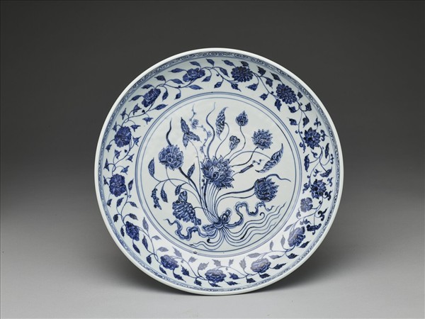 青花四季花卉紋盤