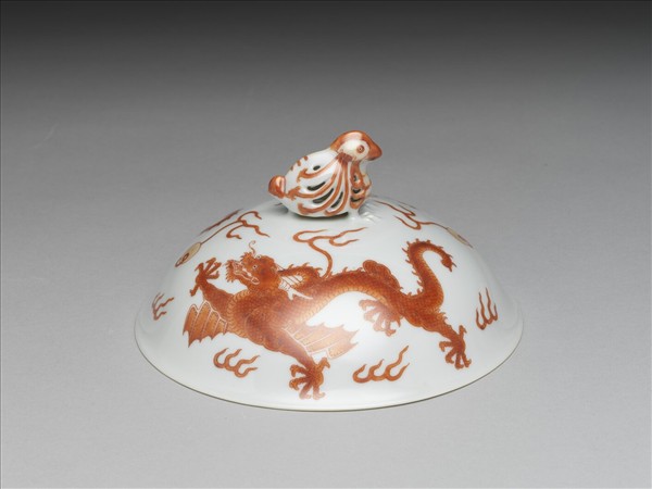 釉裡紅雙龍戲珠碗蓋