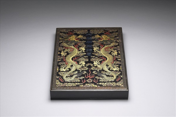 黑漆描金龍紋嵌螺鈿「御製耕圖墨」盒