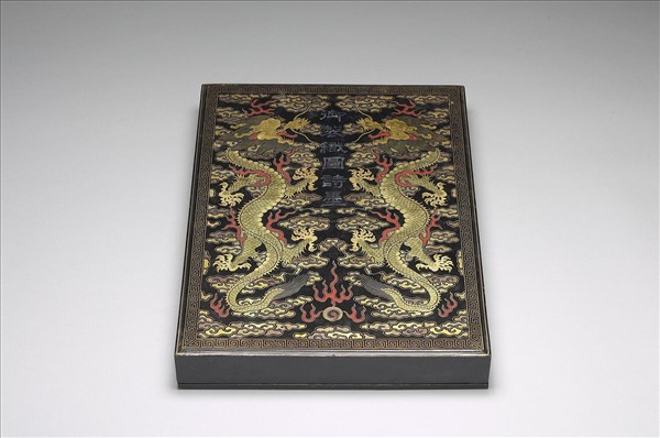 黑漆描金龍紋嵌螺鈿「御製織圖墨」盒
