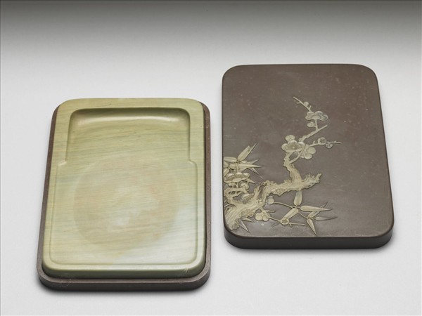 松花石梅竹硯