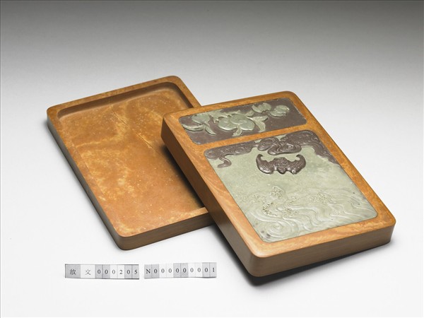 松花石福壽萬年硯盒