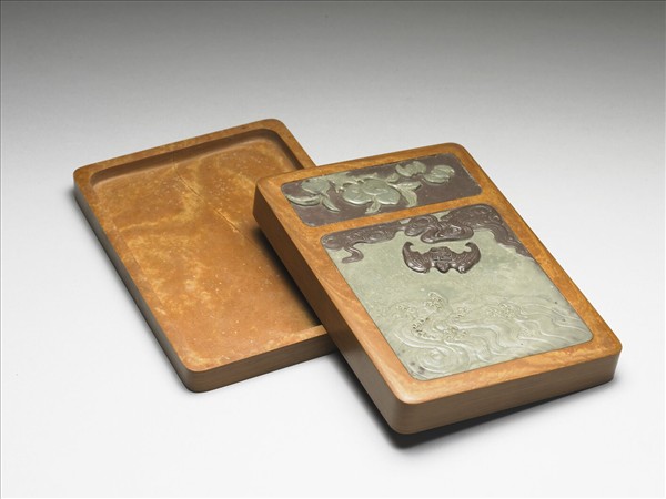 松花石福壽萬年硯盒