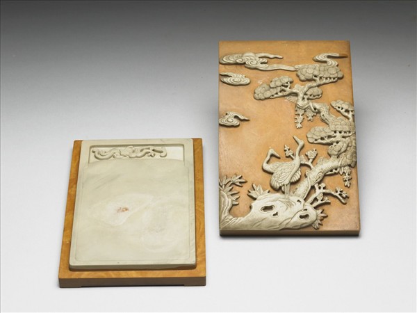 松花石松鶴延年圖硯