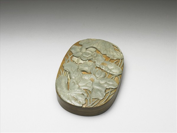 松花石荷塘硯盒