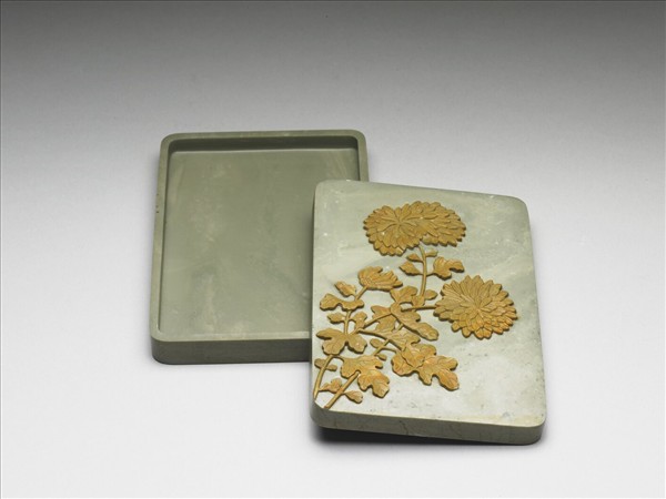 松花石菊花硯盒