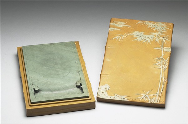 松花石竹石圖硯