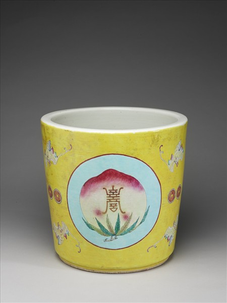 粉彩福壽紋花盆