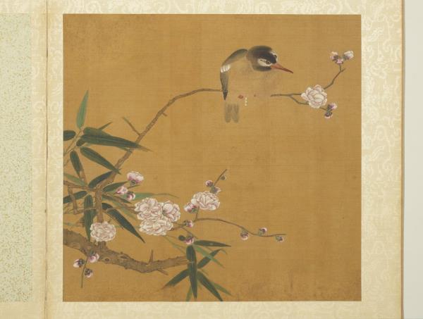 五代後蜀黃筌長春花鳥　冊　碧桃翠鳥