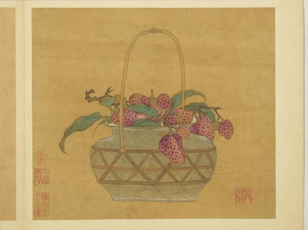 宋錢選畫花籃圖　冊　荔枝