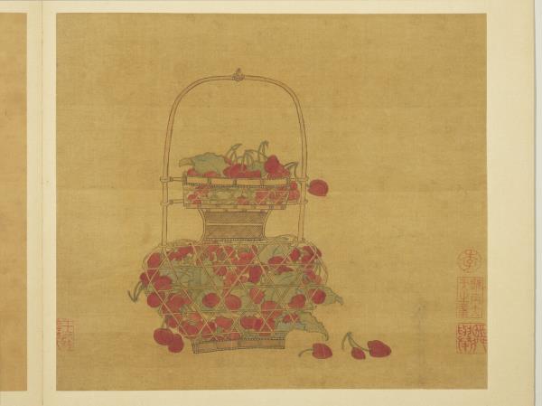 宋錢選畫花籃圖　冊　櫻桃