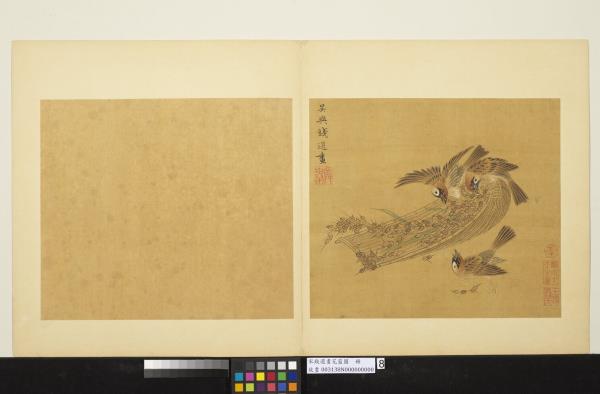 宋錢選畫花籃圖　冊　稻雀