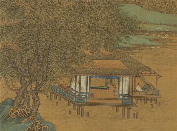 明唐寅仿古山水冊　冊　仿趙大年談道圖