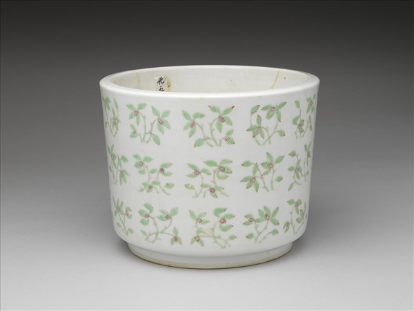 粉彩蘭花紋花盆