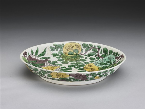 素三彩三多三果紋盤