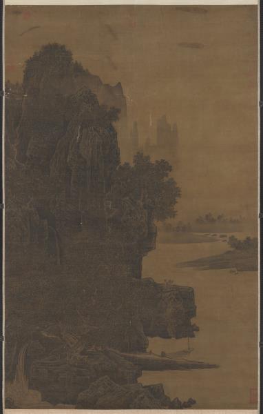 宋蕭照畫山腰樓觀　軸