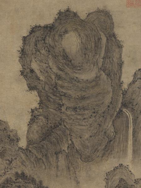 元王蒙松崖飛瀑　軸