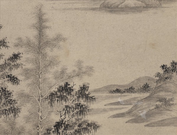 元馬琬秋林釣艇圖　軸