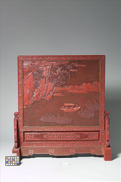 剔紅赤壁圖插屏