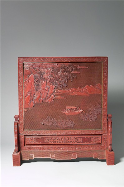 剔紅赤壁圖插屏