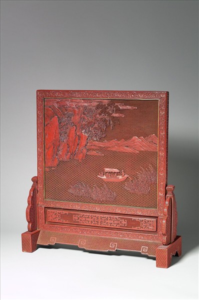 剔紅赤壁圖插屏