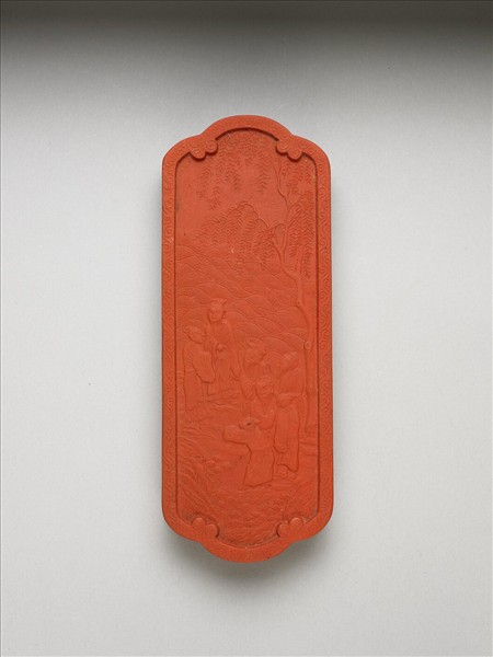 「五老遊河」硃墨