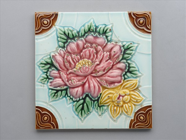二十世紀上半葉日本牡丹圖瓷磚