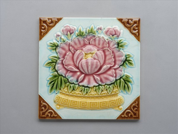 二十世紀上半葉日本牡丹盆花圖瓷磚