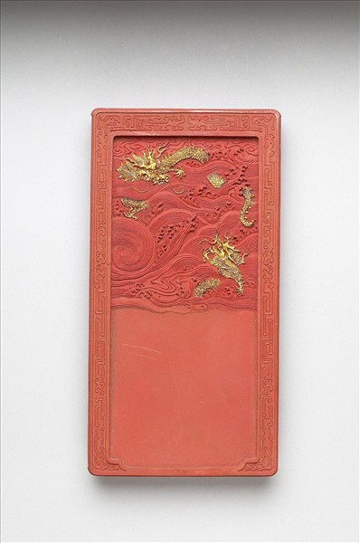 「雙龍硯」硃墨