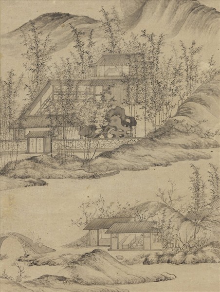 元人青山竹閣　軸