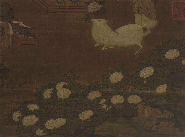 元人羚羊獻花圖　軸