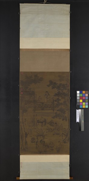 元人畫秋庭書壁　軸