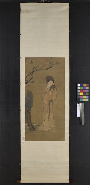 元人畫梅花仕女　軸