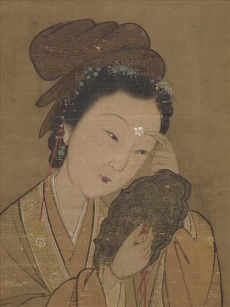 元人畫梅花仕女　軸