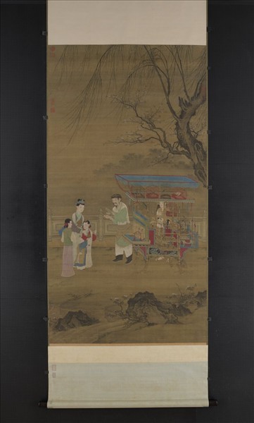 元人春景貨郎圖　軸