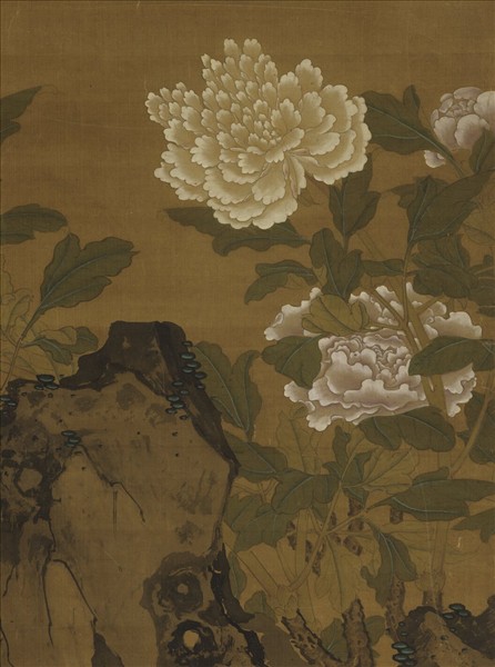 元人畫花下將雛　軸