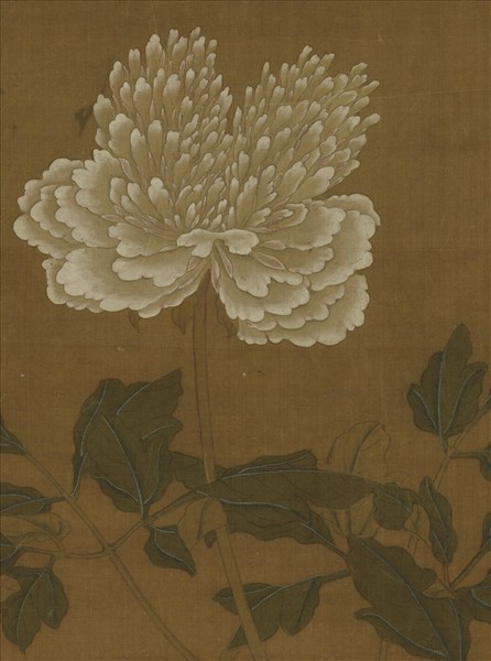 元人畫花下將雛　軸