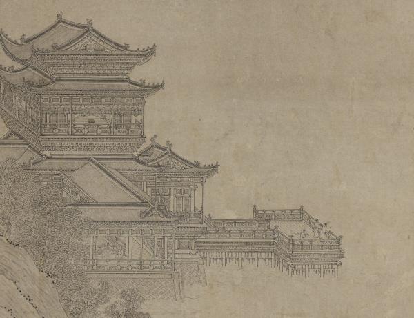 元人江天樓閣　軸