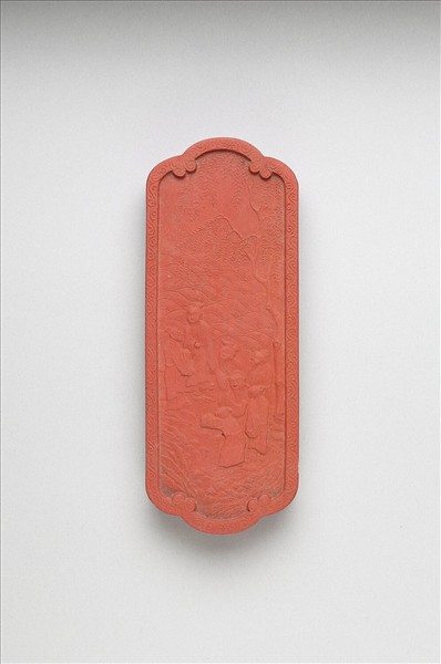 「五老遊河」硃墨