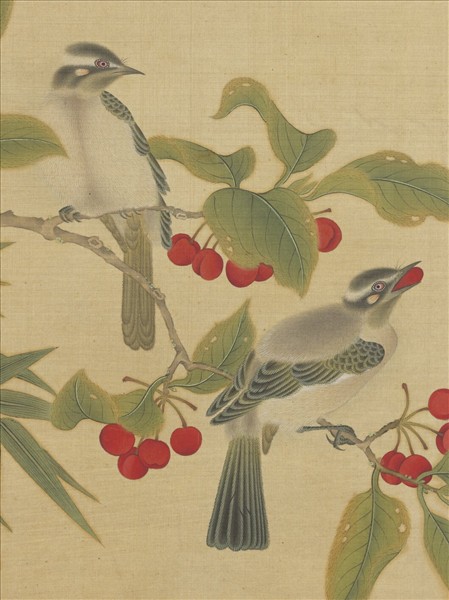 明仇英花鳥　冊　櫻桃