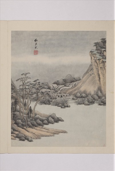 清王鑑仿古山水　冊　倣巨然煙浮遠岫圖