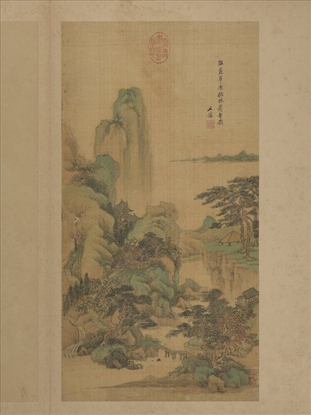 清王鑑仿古山水　冊　擬范華原秋林蕭寺圖