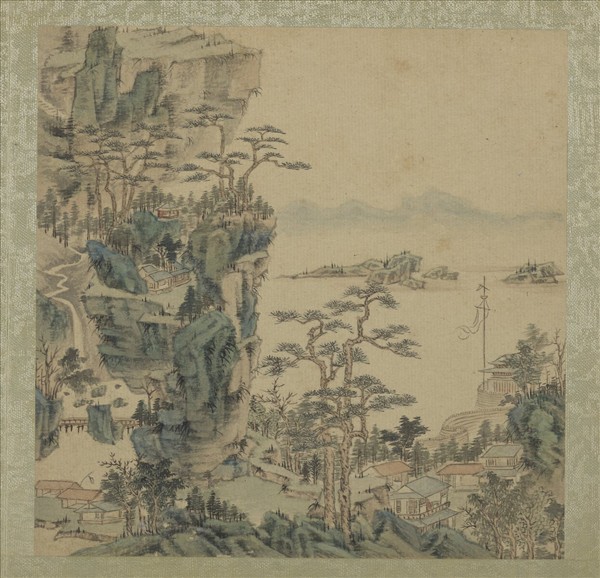 清王翬擬古山水畫冊　冊　城關飄旗