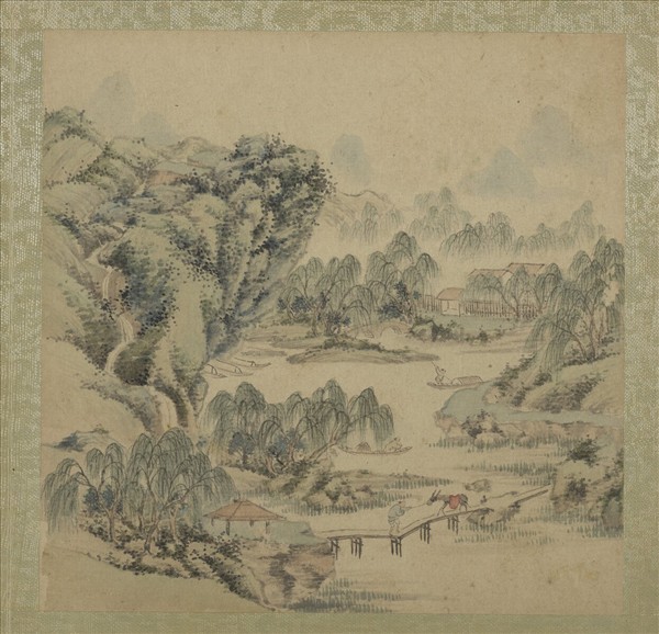 清王翬擬古山水畫冊　冊　引驢過橋