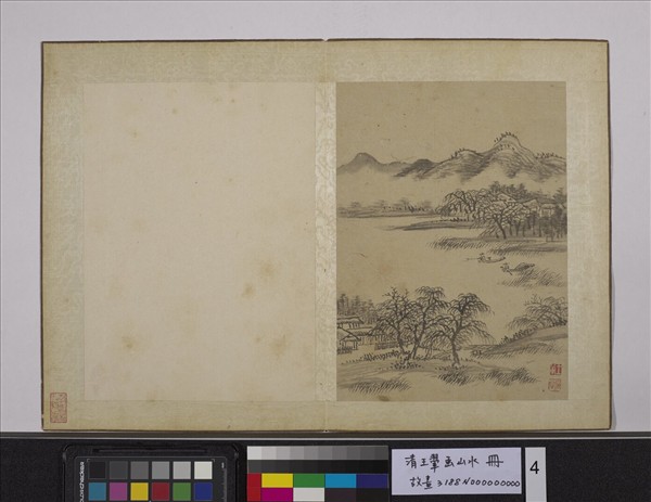 清王翬畫山水　冊　柳艇垂釣