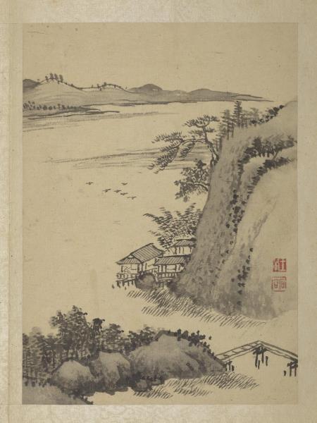 清王翬畫山水　冊　臨水築居