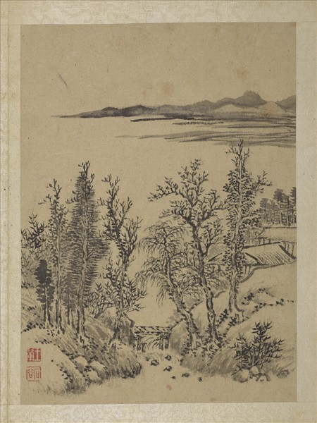 清王翬畫山水　冊　湖濱林屋