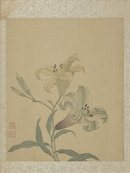 清惲壽平魚藻圖　冊　百合