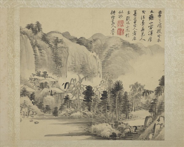 清惲壽平畫山水　冊　茂林飛瀑